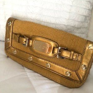 Michael Kors Panama Straw Clutch Shoulder Purse
